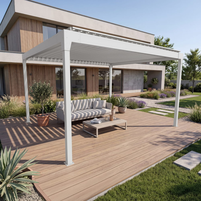 Pergola bioclimatique îlot DUNIA blanche