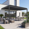 Pergola grise à lames perpendiculaires grise