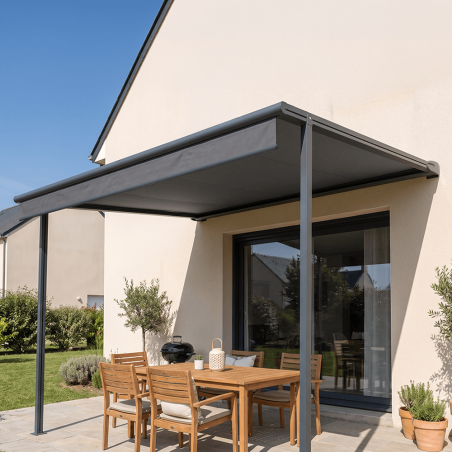 Pergola à toile rétractable LURRA Toile grise 078, Armature grise