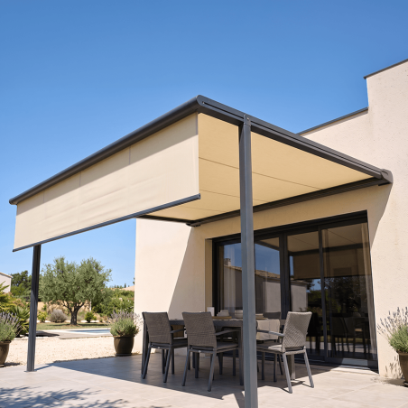 Pergola à toile rétractable LURRA Crème 004b, Armature grise