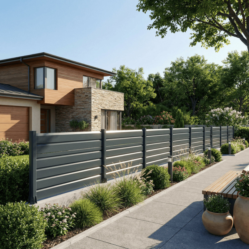 Cloture aluminium sur muret