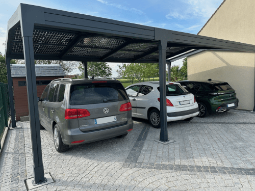 carport avec panneaux solaires  3 voitures telco